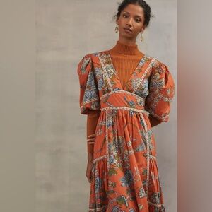 NWT Love the Label X Anthropologie Mabel Puff Sleeve Midi Dress XS $295